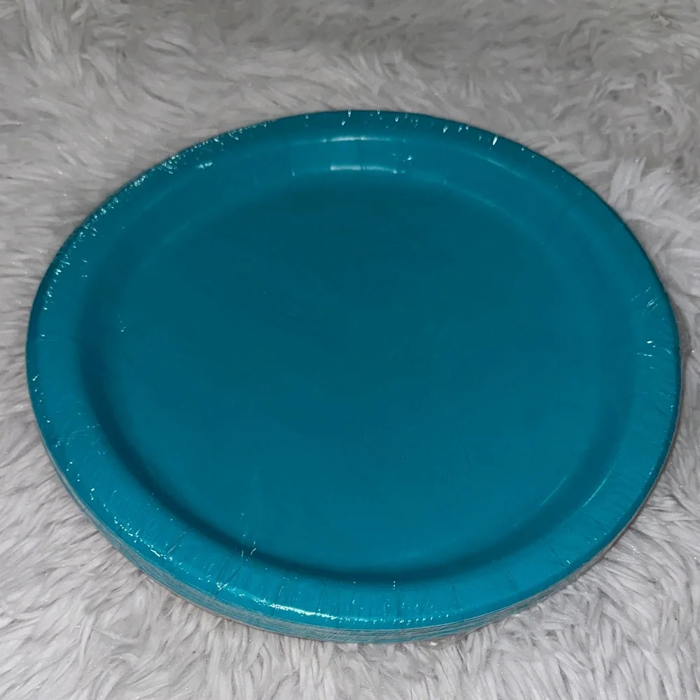 Teal Party Plates Caribbean Teal 16 Count